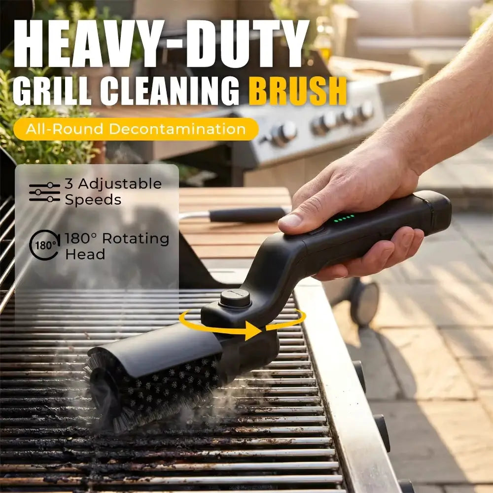 Electric BBQ Grill Brush | 180 Degree Adjustable | Stainless Steel Brush Head