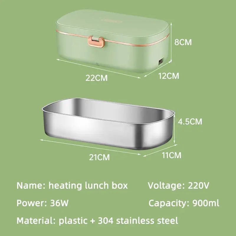 900ml Electric Lunch Box Water Free Heating Bento Box Stainless Steel Food Warmer Portable Thermal Boxes For Office School 220V from PriceLows™