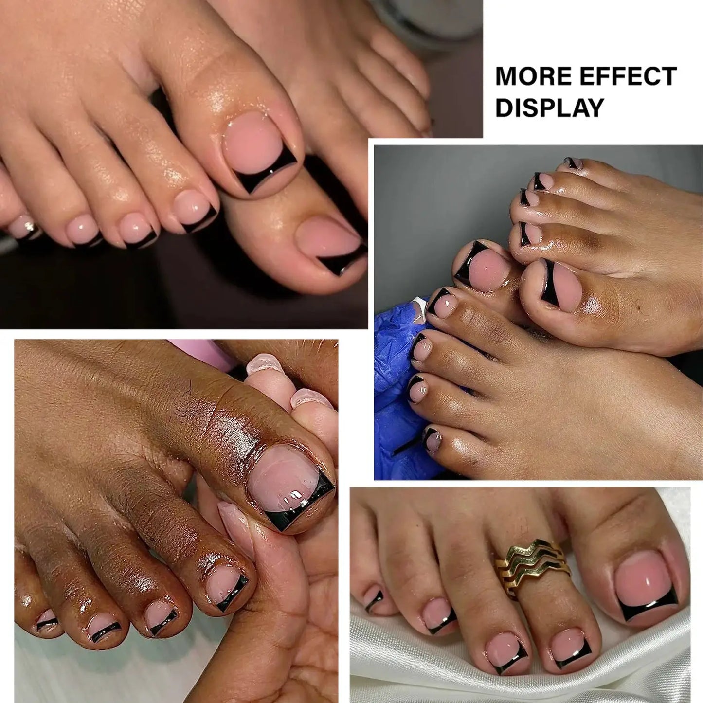Press On Toenails | Short Square | Matte Nude Pink French | 150 Piece Set