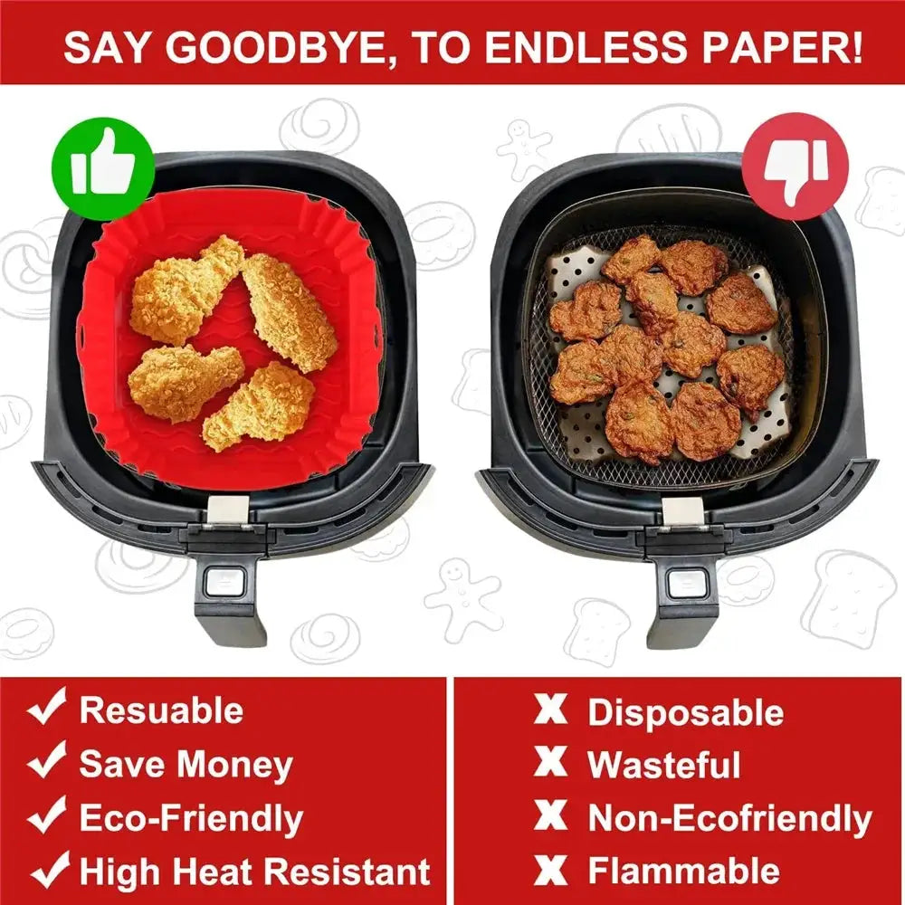 Air Fryer Pan Liner | Reusable Silicone | Food Grade Nonstick | One Size