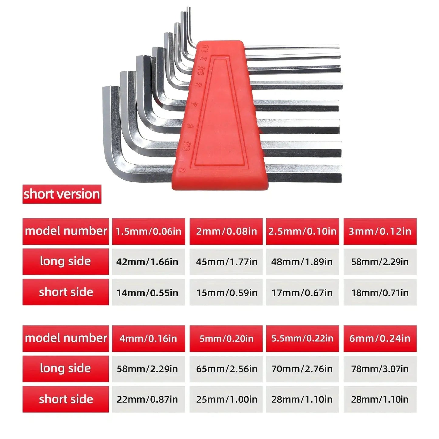 8PCS Metric Allen Wrench Set L-Shaped Short Arm Allen Keys Pocket-Sized & Easy to Carry Ideal for Home and Auto Repairs from PriceLows™