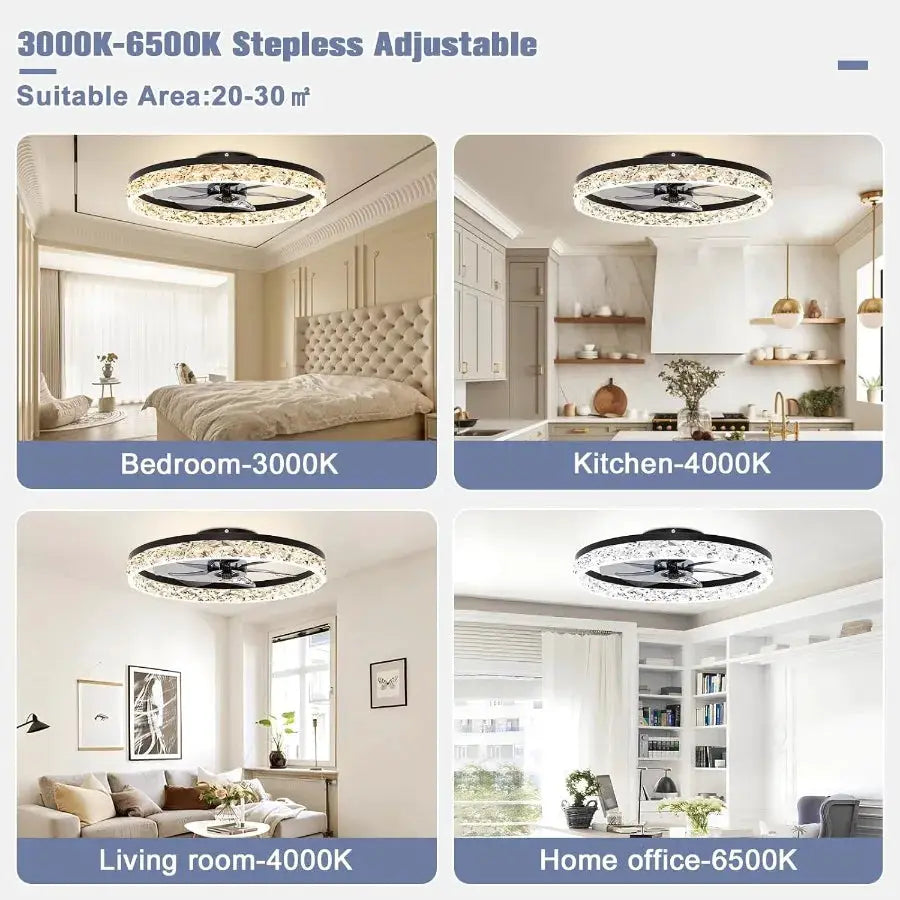 Fandelier Ceiling Fans with Light 23.6in Low Profile Ceiling Fan with Light and Remote 3000K6500K Dimmable Bladeless Ceiling Fa from PriceLows™