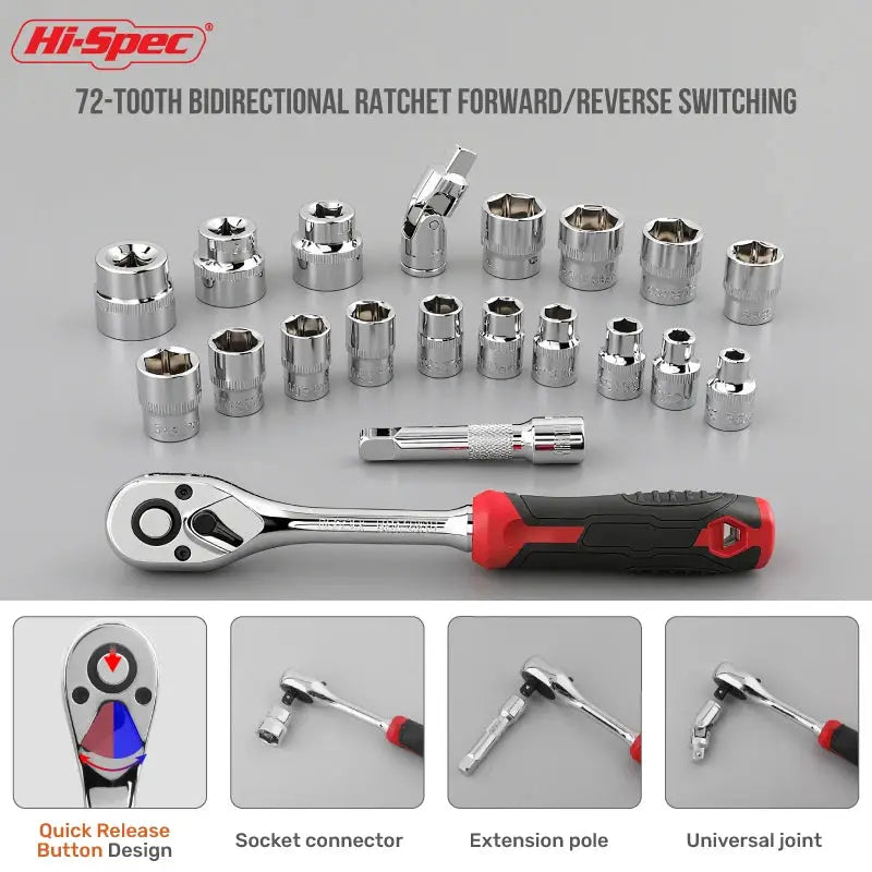 64PC 3/8" Socket & Bit Set Professional 72T Ratchet Wrench Kit Cr-V Steel Socket Extension Bar Tool Kit for Auto & Home Repair from PriceLows™