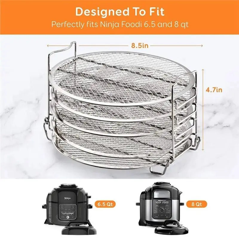 Air Fryer Rack | 5 Layer Stainless | Stackable Grid | Ninja Foodi 6.5QT 8QT