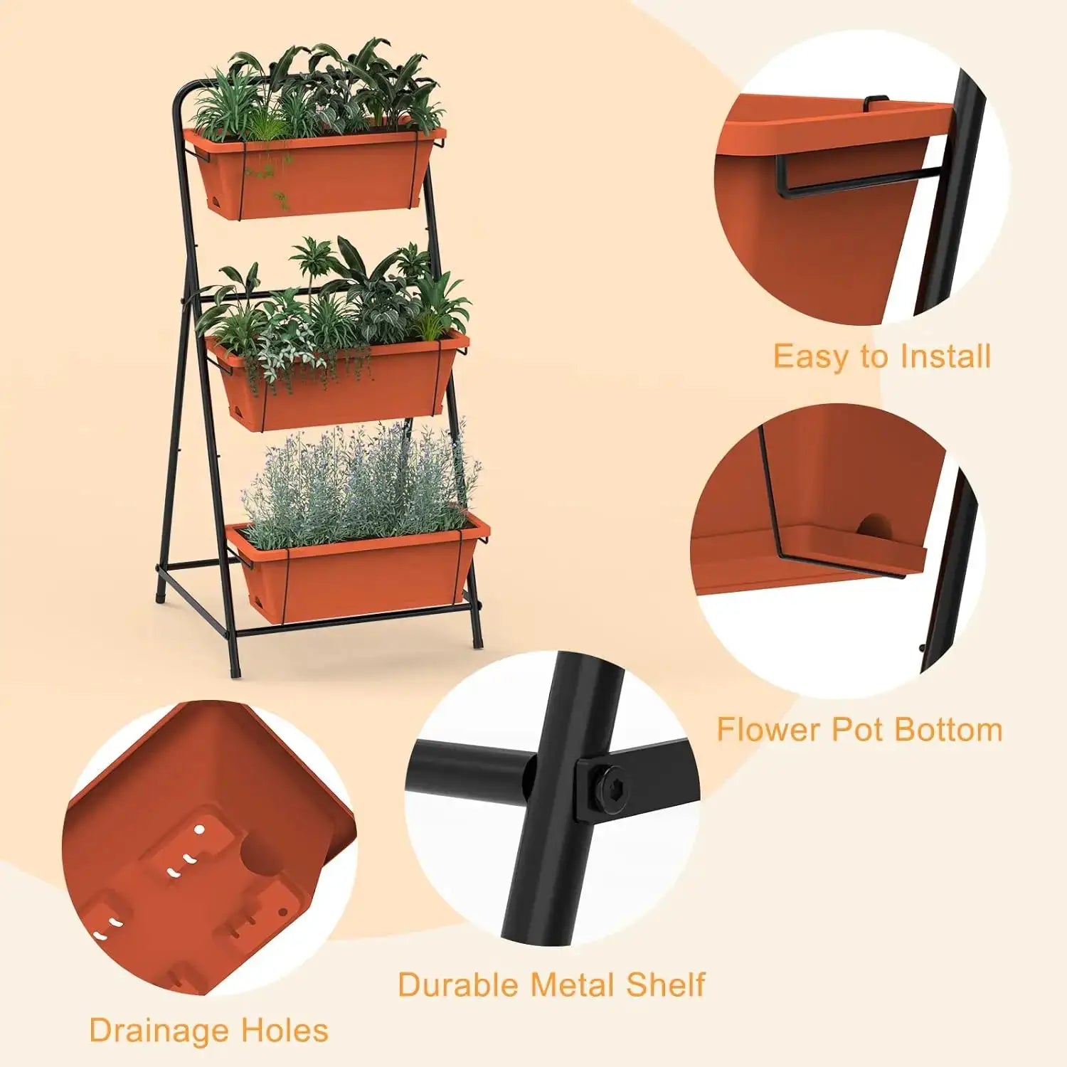 Vertical Raised Garden Bed 3 Tier Elevated Garden Planters Standing Planter Box Outdoor and Indoor for Plants Herbs Flow from PriceLows™