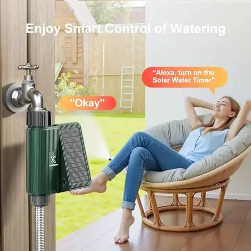 Smart WiFi Solar Sprinkler Timer – App & Voice Control, Rechargeable, Rain Delay, Auto/Manual Watering – Outdoor Garden Irrigati from PriceLows™