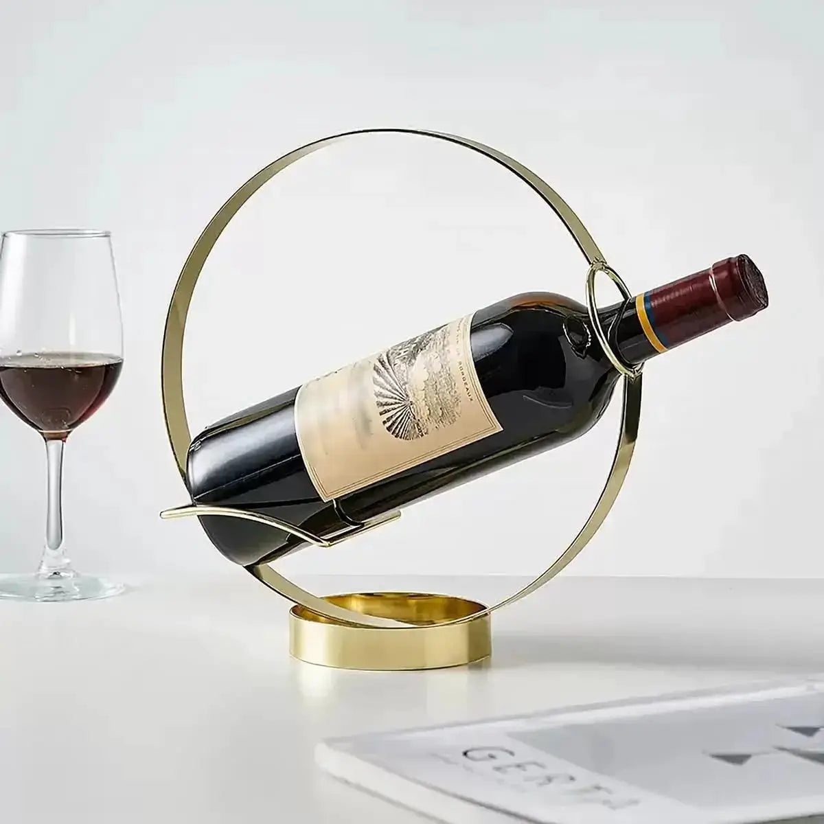 Gold Wine Bottle Holder Single Display Stand Freestanding Wine Rack Kitchen Table Decor Artistic Home Crafts Coffee Bar Barware Wine Lover Gift from PriceLows™