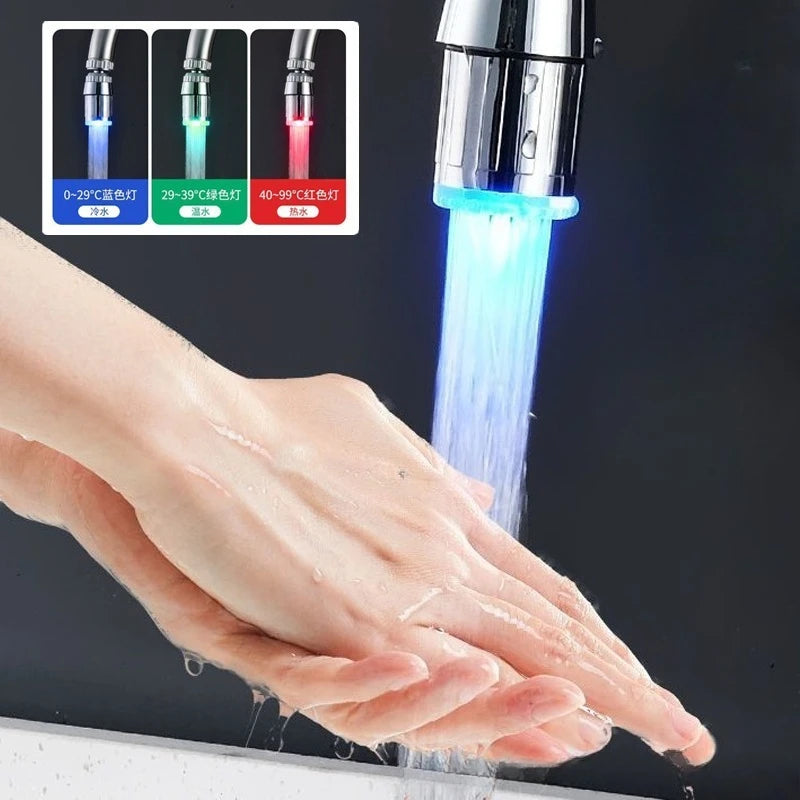 LED Faucet Extender | LED Temperature Sensor | 3-Color Light-Up | Universal Fit