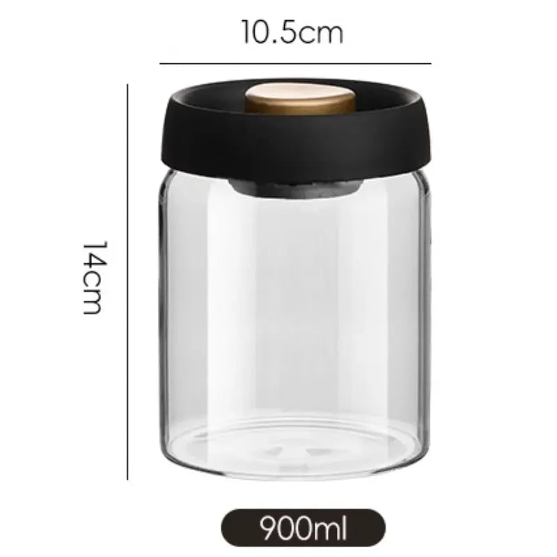 Coffee Beans Storage Jar | Airtight Vacuum Seal | Glass Bottle | Over 501ml