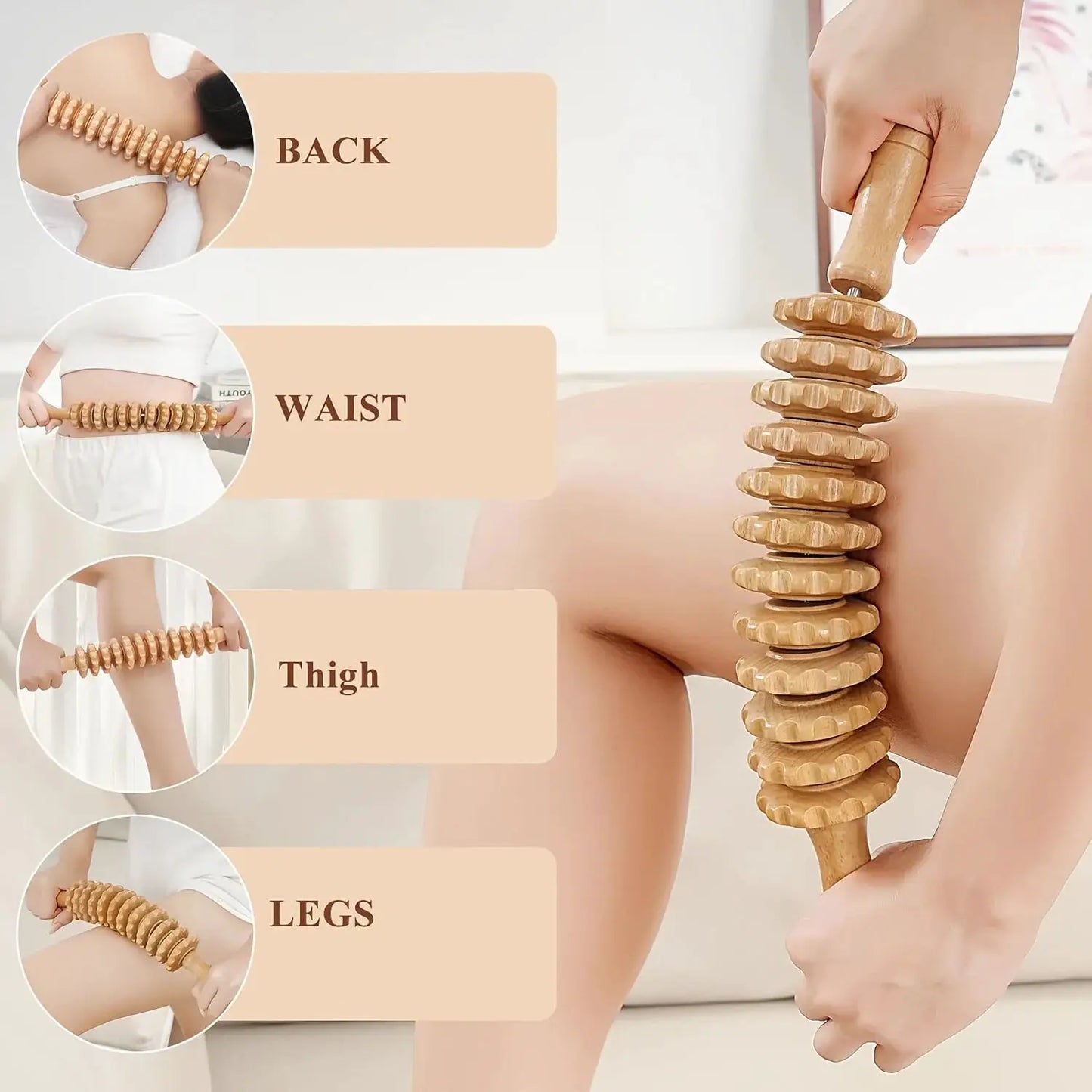 3 Piece Wooden Massage Roller Set | 12 And 9 Roller Stick | For Hands And Feet