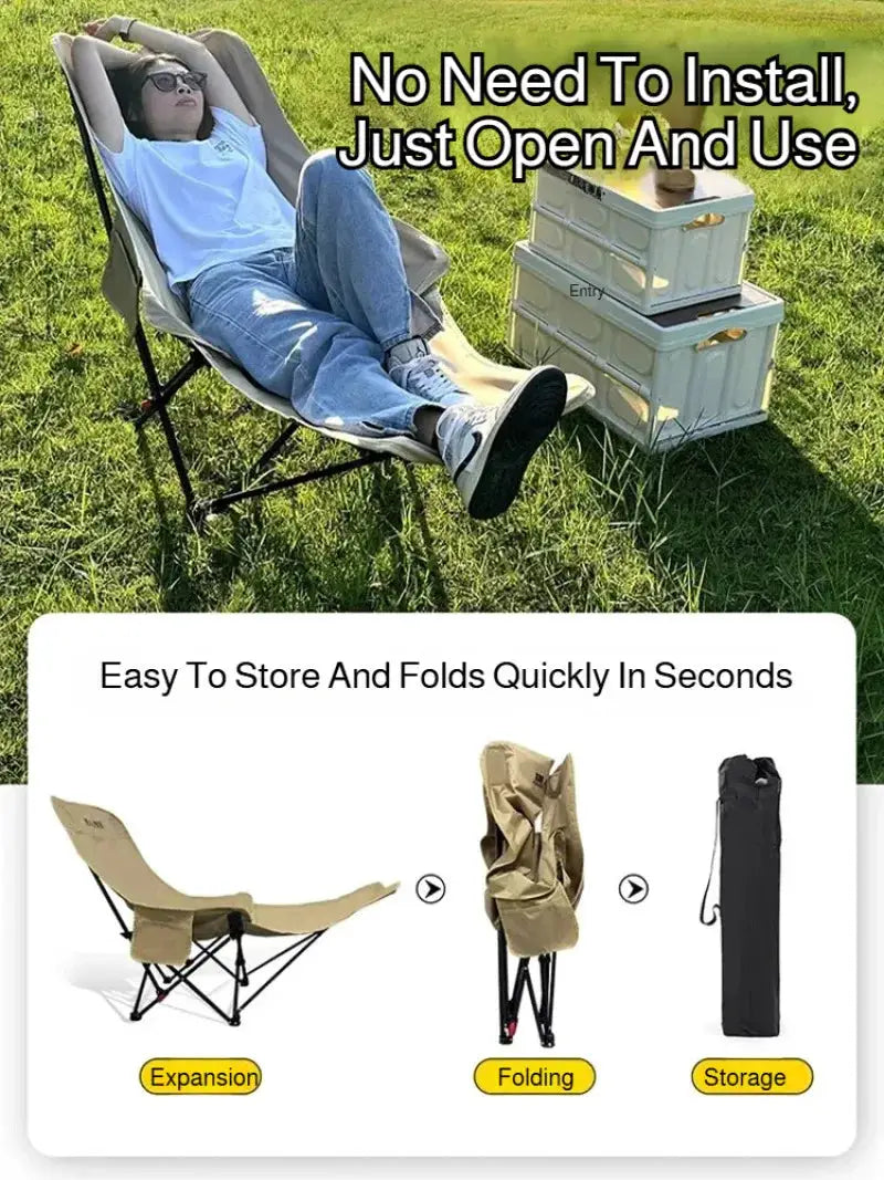 Outdoor Portable Beach Chair with Footrest - Foldable, Lightweight, Comfortable for The Beach/camping, Durable Fabric from PriceLows™