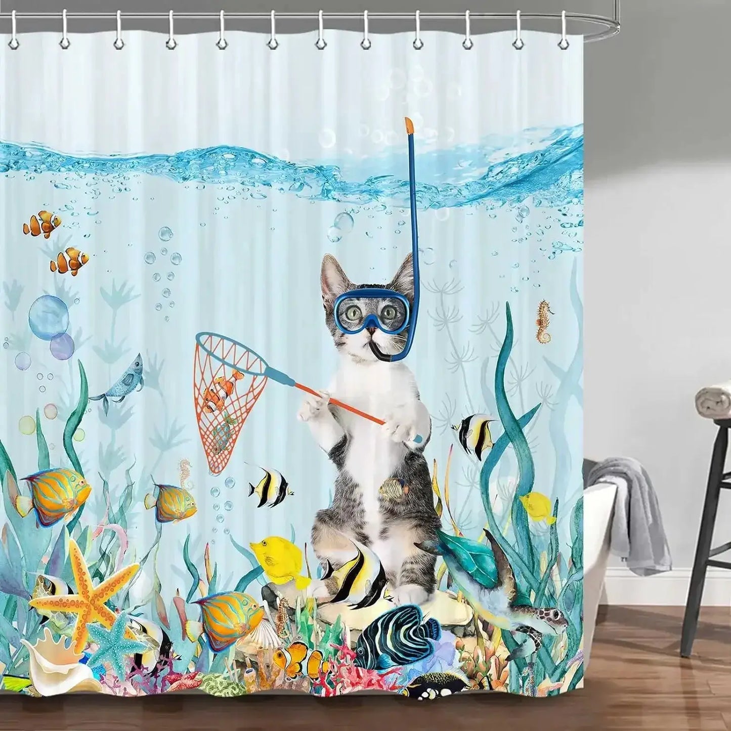 Funny Shower Curtains Bathroom Curtain With Hooks Decor Waterproof Cute Cat Dinosaur Bath Polyester Fabric 3D Cortinas De Ducha from PriceLows™