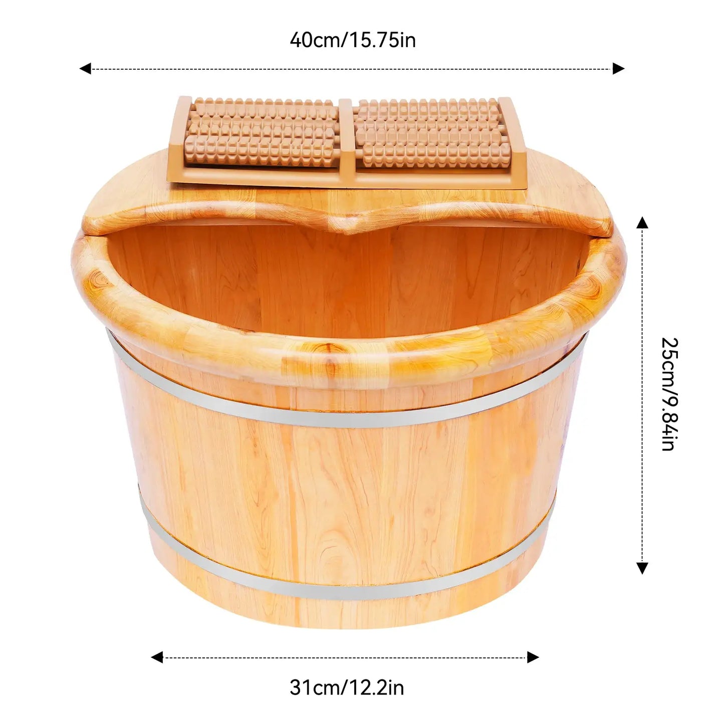 Free Standing Cedar Wood Foot Bath Massager | 12.2 Inch Diameter