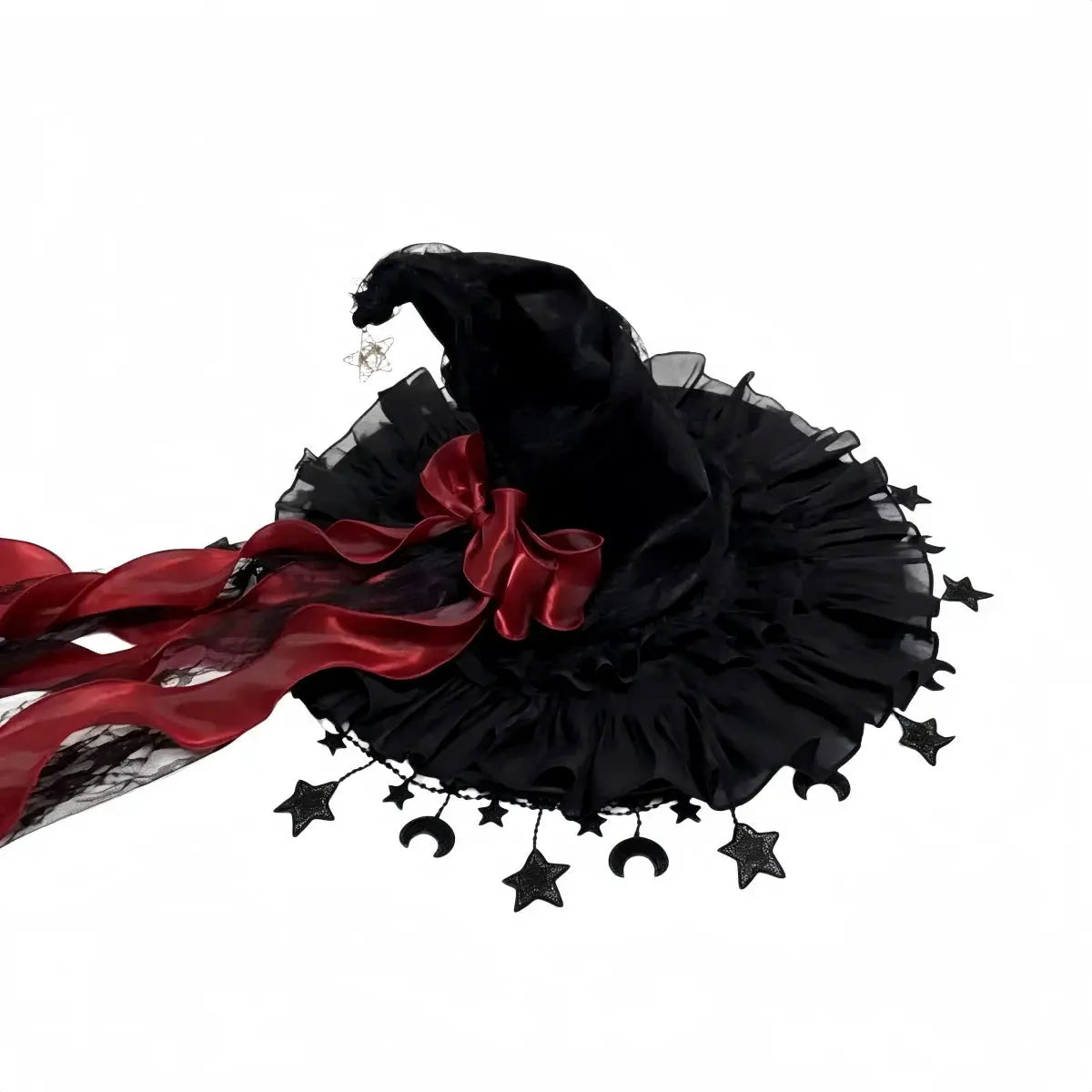 Witch Hat | Lace Trim | Velvet Material | Moon Pendant