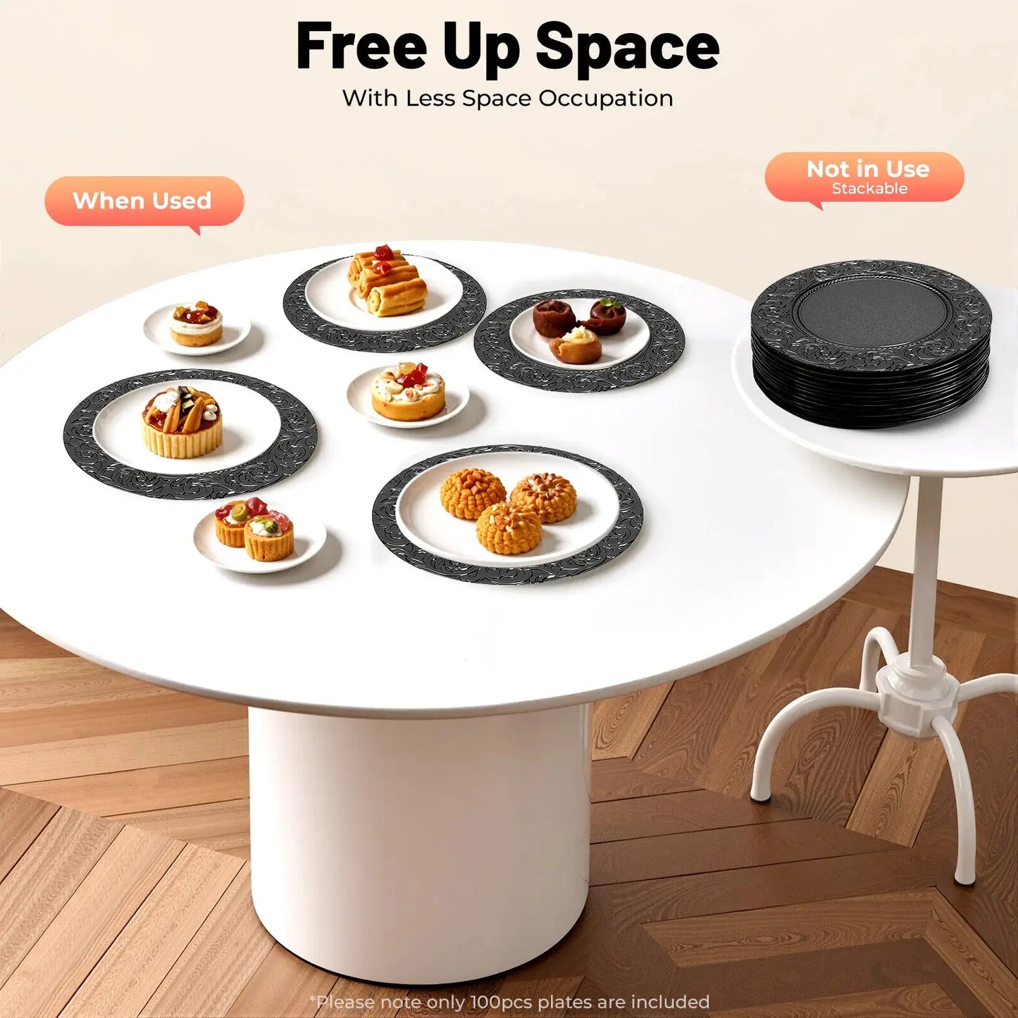 100 PCS Black Charger Plates Set, Round Charger Plates, Reusable Serving Plates 33*2cm for Birthday Parties, Holidays, Weddings from PriceLows™