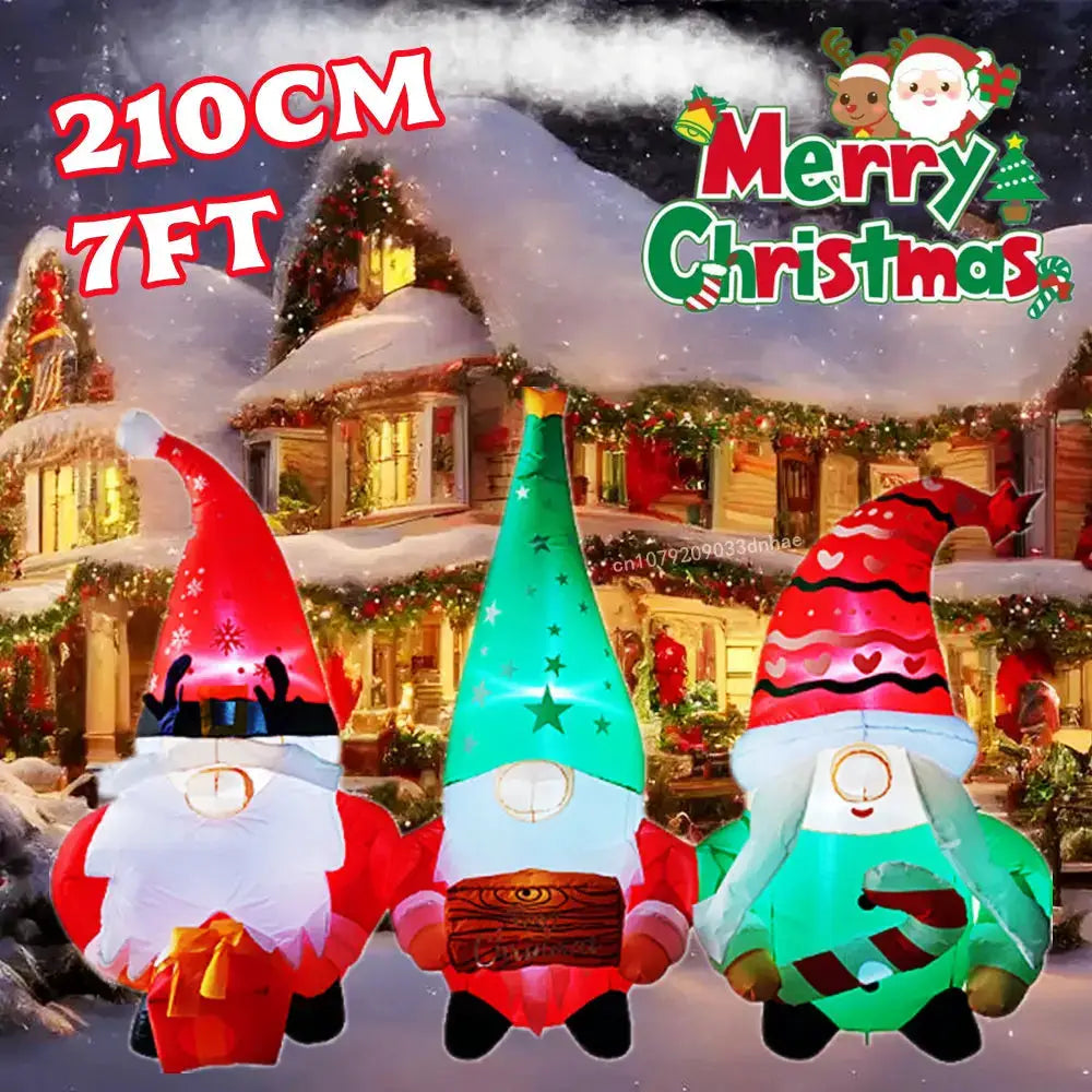Christmas Inflatables | Built In Led Lights | Three Elf Design | 2.1M High