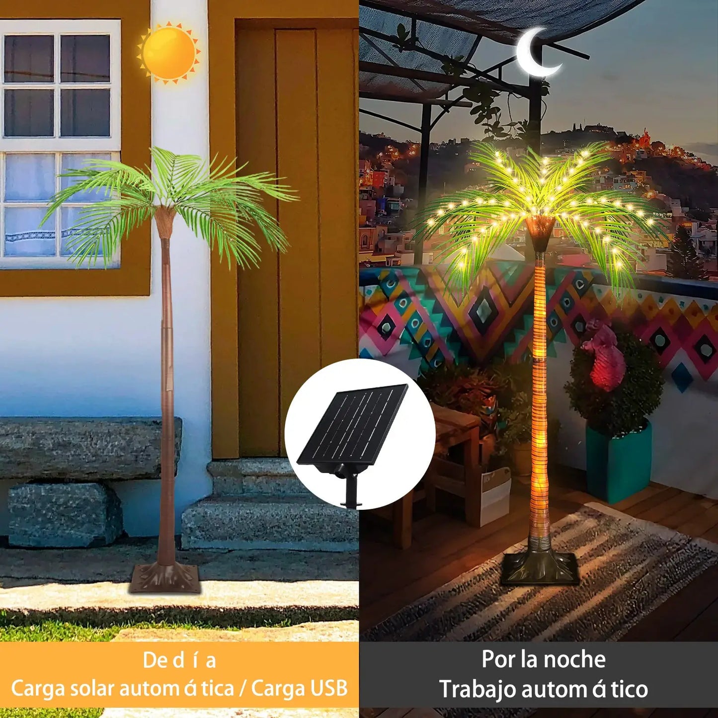 1pc 4.6ft Solar Powered Artificial Palm Tree LED Decorative Tree Lights for Garden Patio Door Tiki Bar Christmas Decoration from PriceLows™