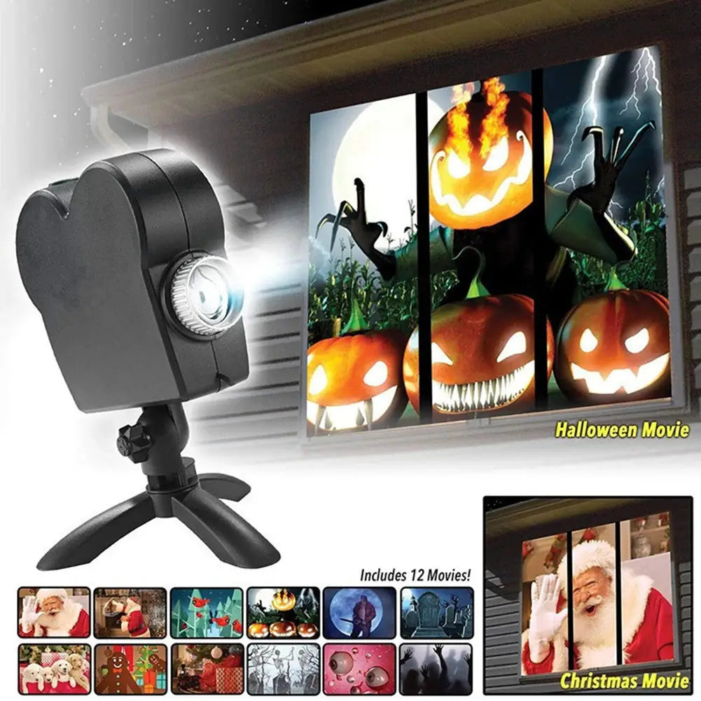Holiday Projector | Waterproof Holographic | 12 Scene Modes | Battery Powered