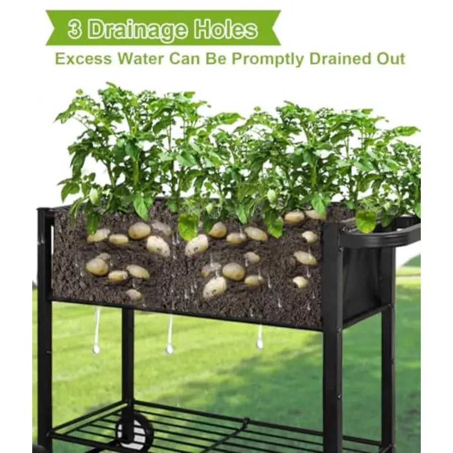 Raised Garden Bed with Legs for Outdoor Plants, Standing Elevated Planter Box Cart on Wheels for Vegetables Flower Herb Patio, from PriceLows™