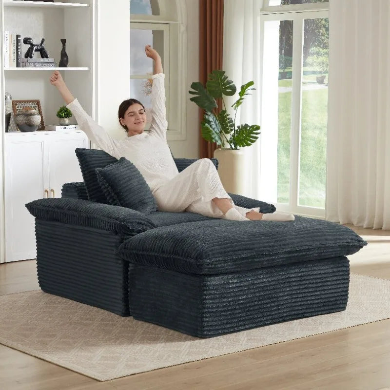 Sofa | 51.97 Inch | Modern Cushioned Single Seat With Footrest | Dark Gray