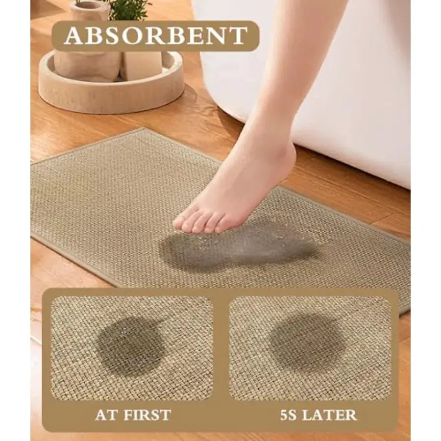 Bathroom Rugs Sets 5 Pieces Ultra Thin Bath Mats Fit Under Door Absorbent Quickly Dry Rubber-Backing Braided Bath Mat Set Non S from PriceLows™