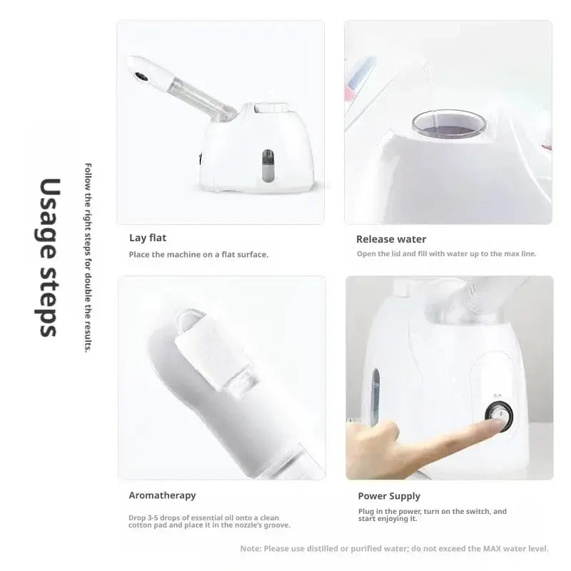 Nano Hot Mist Facial Steamer | 360 Rotatable Spray | EU Plug | Skin Moisture