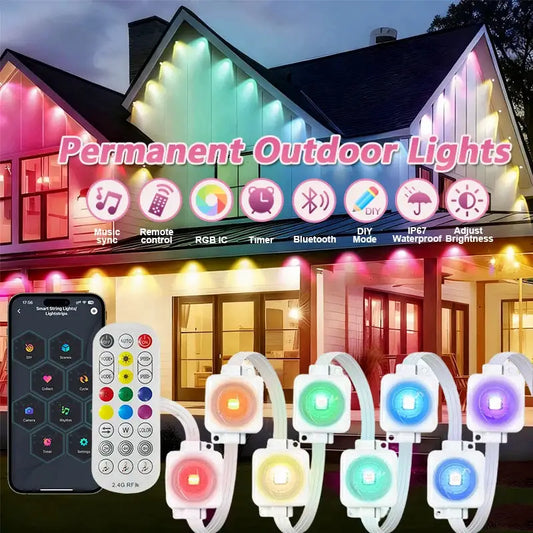 300FT Permanent Outdoor Lights Smart Eave Lights DIY Color Changing Music Sync Dynamic Waterproof for Roof Party Garden Decor from PriceLows™