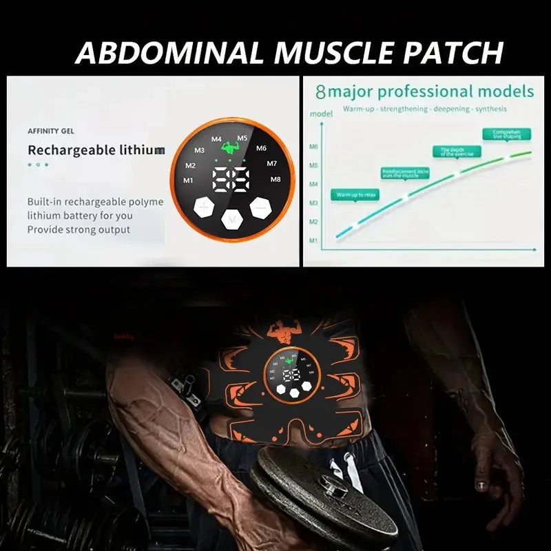 EMS Ab Stimulator | 6 Pack Muscle Toner | Battery Powered