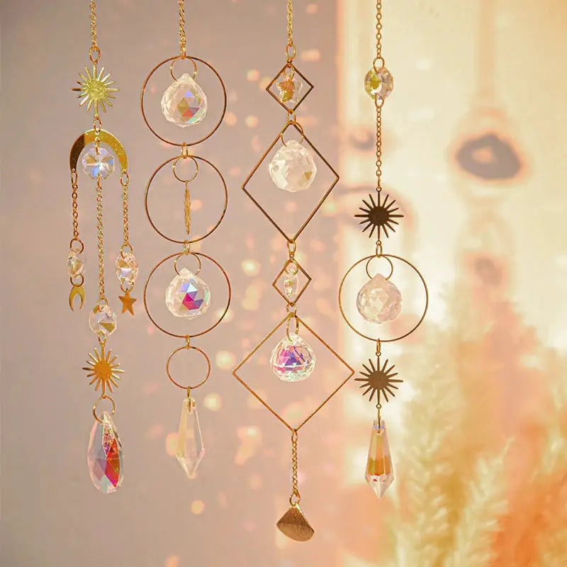 Crystal Suncatcher Moon Star Rainbow Sun Catcher Wind Chime Pendant Sun Catcher Pendants Outdoor Garden Yard Hanging Decor from PriceLows™