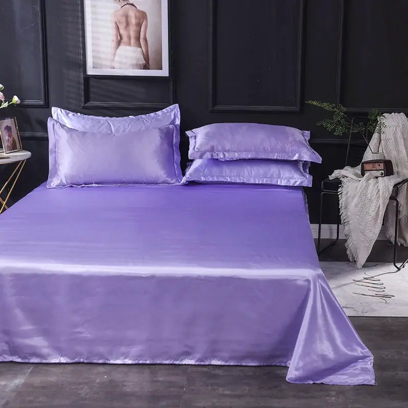 Satin Bed Sheets Set | Solid Color | Poly Cotton Blend | Single Twin Sizes