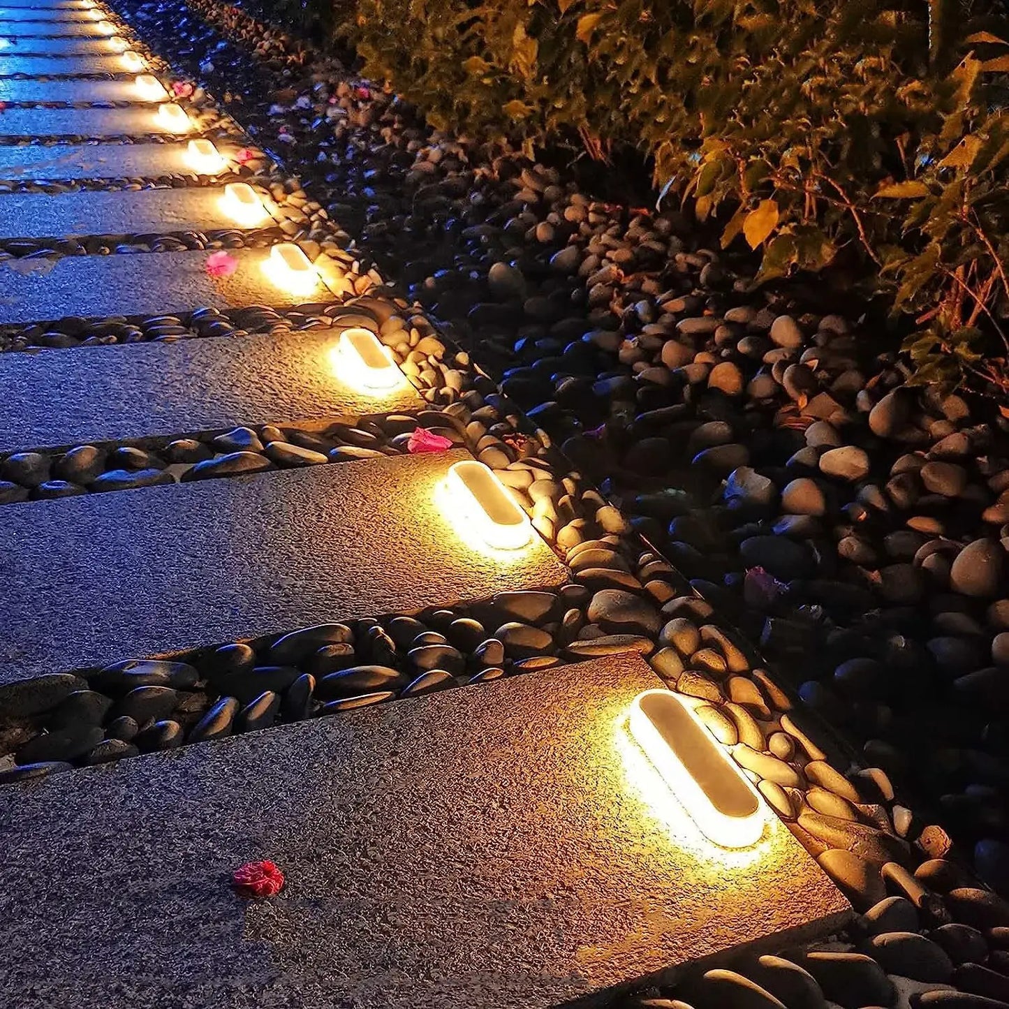 5 Years Lifespan 4 Pack Solar Deck Lights IP68 Waterproof Auto On/Off 5-Ton Anti-Pressure LED Step Lights for Garden Yard solar Path lighting from PriceLows™