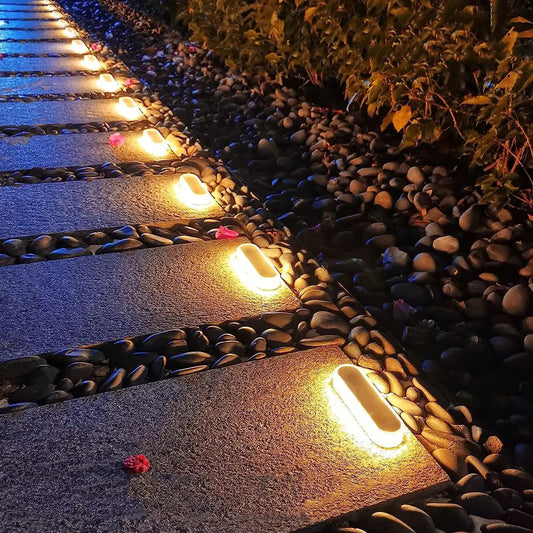 5 Years Lifespan 4 Pack Solar Deck Lights IP68 Waterproof Auto On/Off 5-Ton Anti-Pressure LED Step Lights for Garden Yard solar Path lighting from PriceLows™