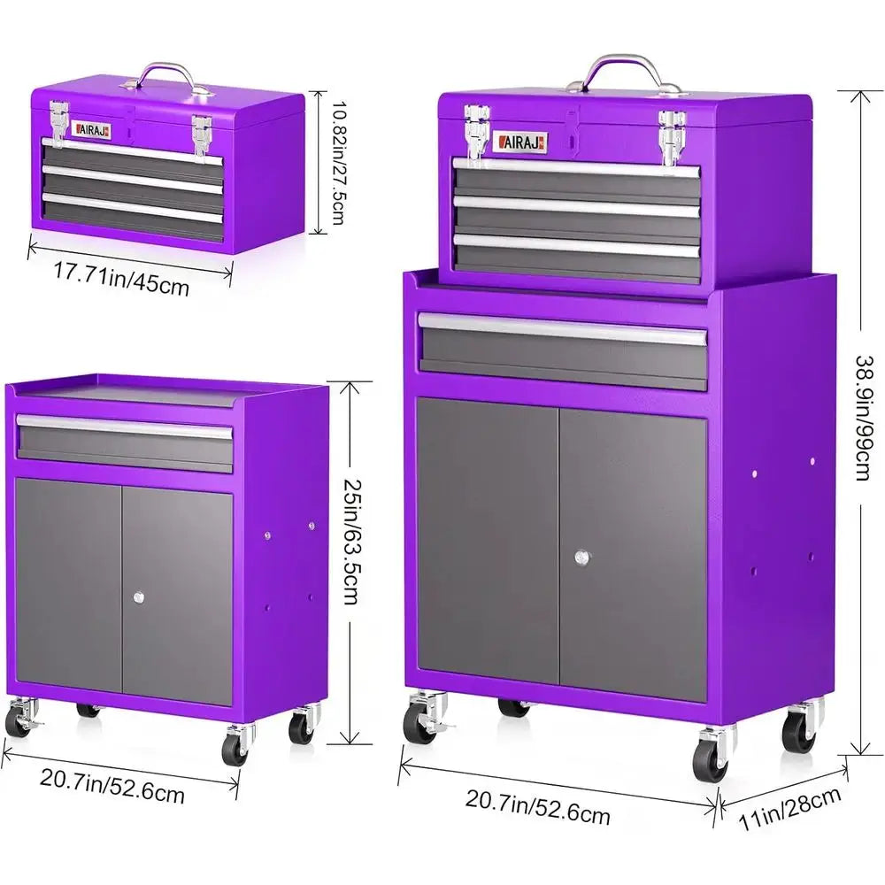 4 Drawers Rolling Tool Chest.Detachable Lockable Tool Cabinet with 4 Swivel Casters & Double Doors for Garage Workshop Warehouse from PriceLows™