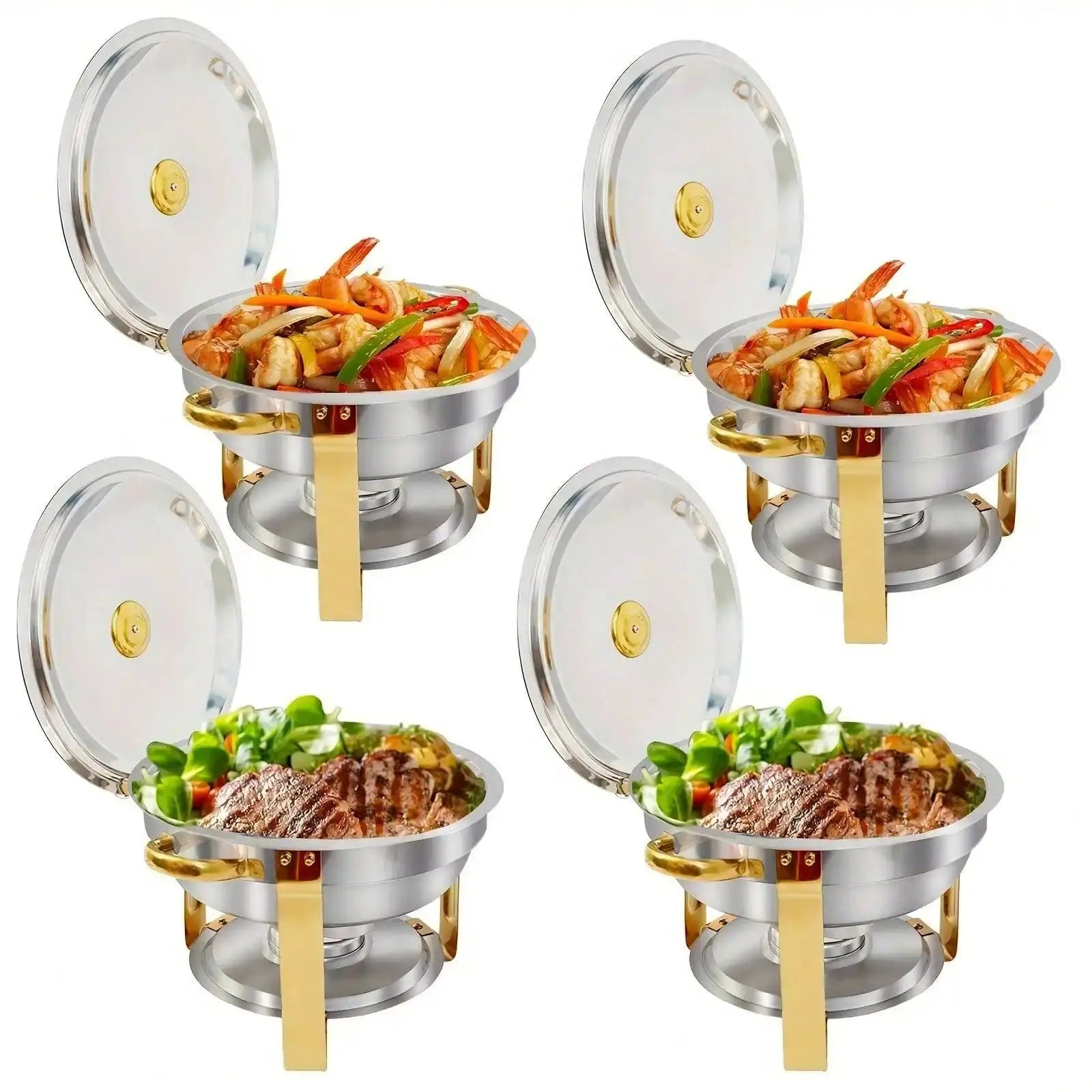 2/4/6 Pack 5QT Round Stainless Steel Baking Tray Set for buffets, family parties, holiday buffet essentials from PriceLows™