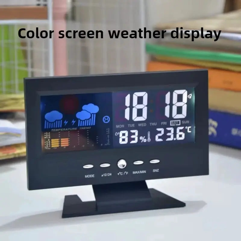 Multi-functional Weather Station Clock Thermometer Hygrometer Calendar Digital Lcd Display Temperature And Humidity Meter from PriceLows™