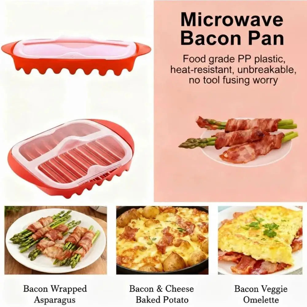 Microwave Bacon Tray | Splatter Lid | Grease Draining | BPA Free