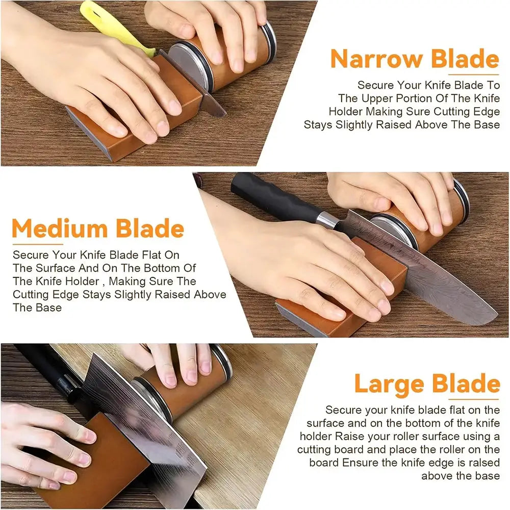Knife Sharpener | Double Sided Diamond | 15/20 Degree Magnetic Roller