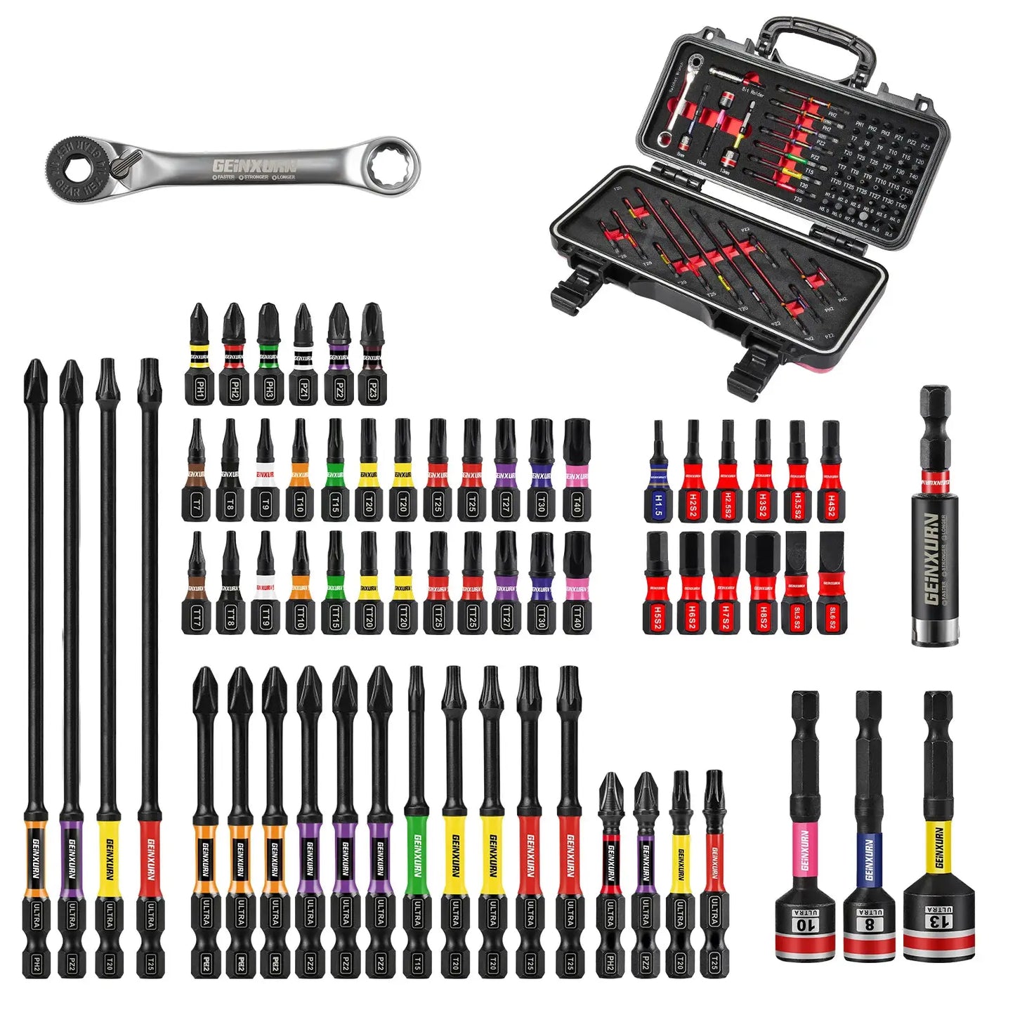Geinxurn 66Pcs Tools Set Packaged,Impact Screwdriver Bits, Nut Driver, Mini Ratchet Wrench and Impact Bit Holder for Home Repair from PriceLows™