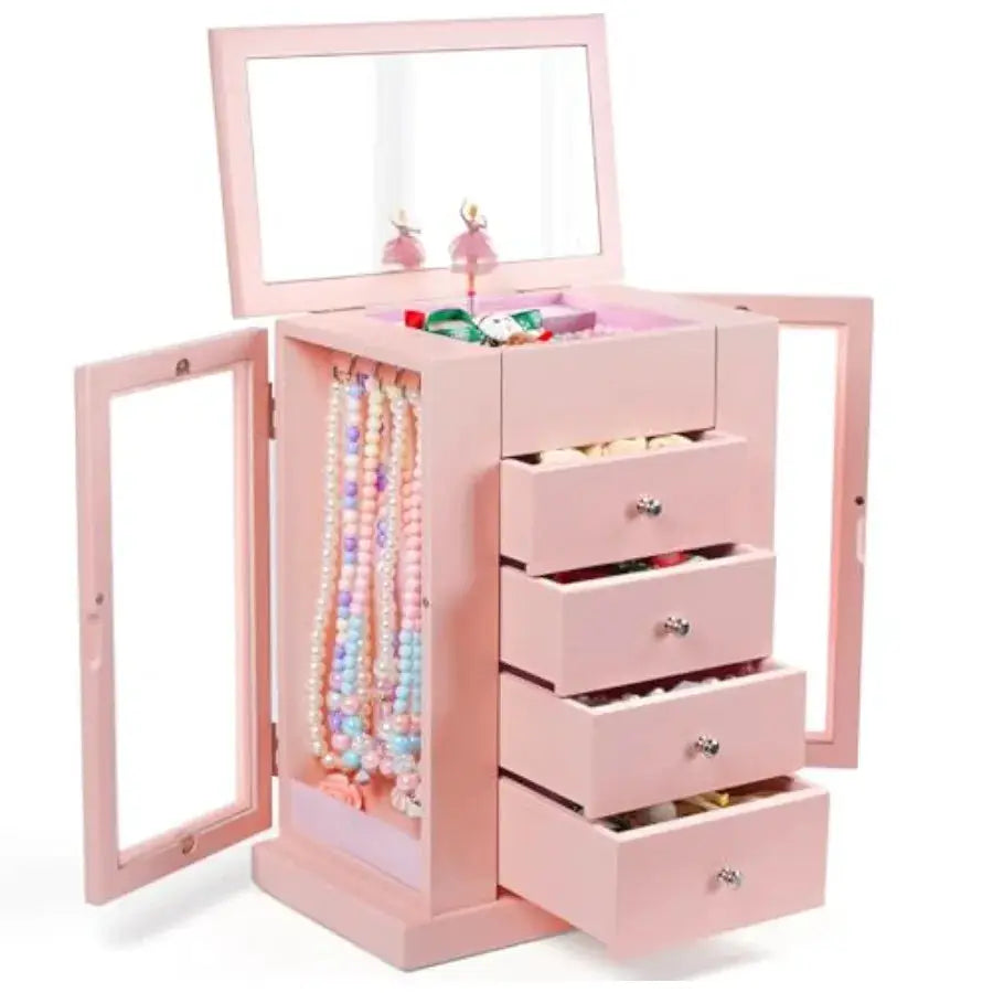 Jewelry Box for Women, 5 Layer Large Wood Jewelry Boxes and Organizers for Necklaces Earrings Rings Bracelets, Rustic Jewelry O from PriceLows™