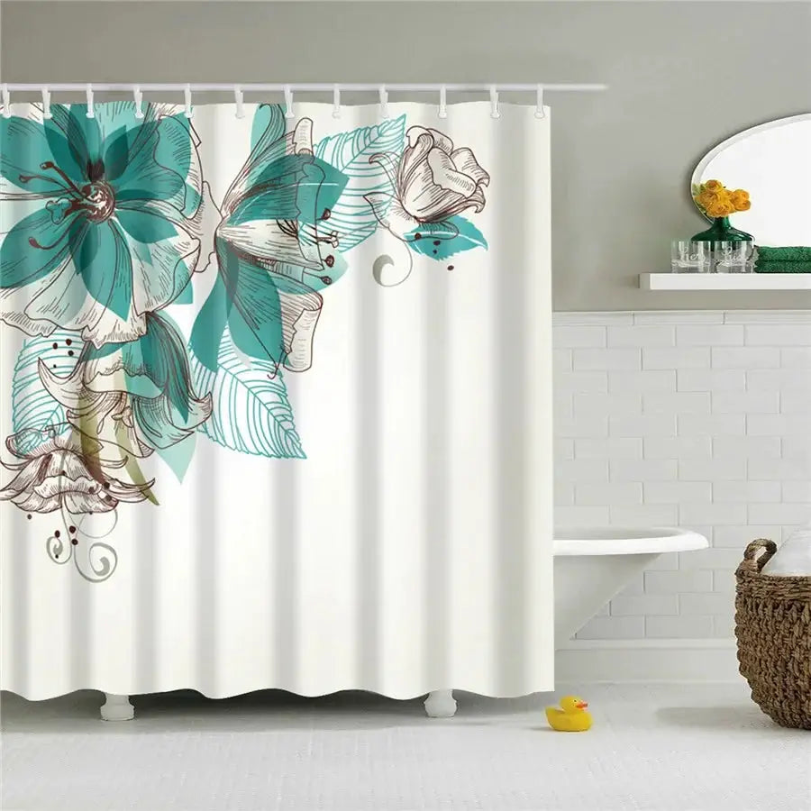 3D Flower Plum Blossom Lotus Lavender Rose Shower Curtains Bathroom Curtain Frabic Waterproof Polyester Bath Curtain with Hooks from PriceLows™