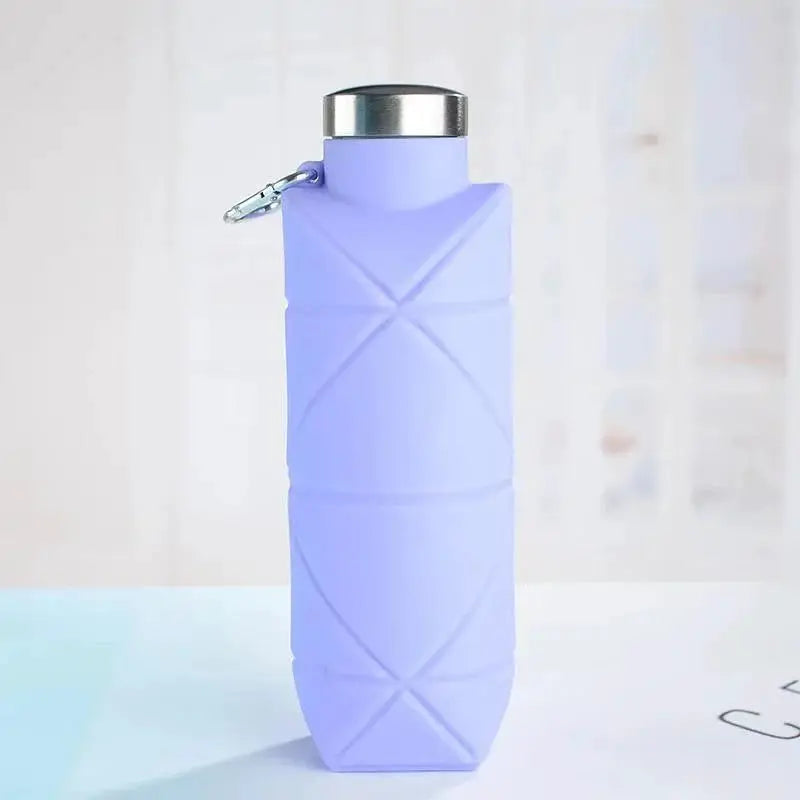 LUSQI 700ml Travel Outdoor Sports Silicone Folding Rhombus Water Bottle Portable Drop-Proof Water Cup Steel Lid Telescopic Cup from PriceLows™