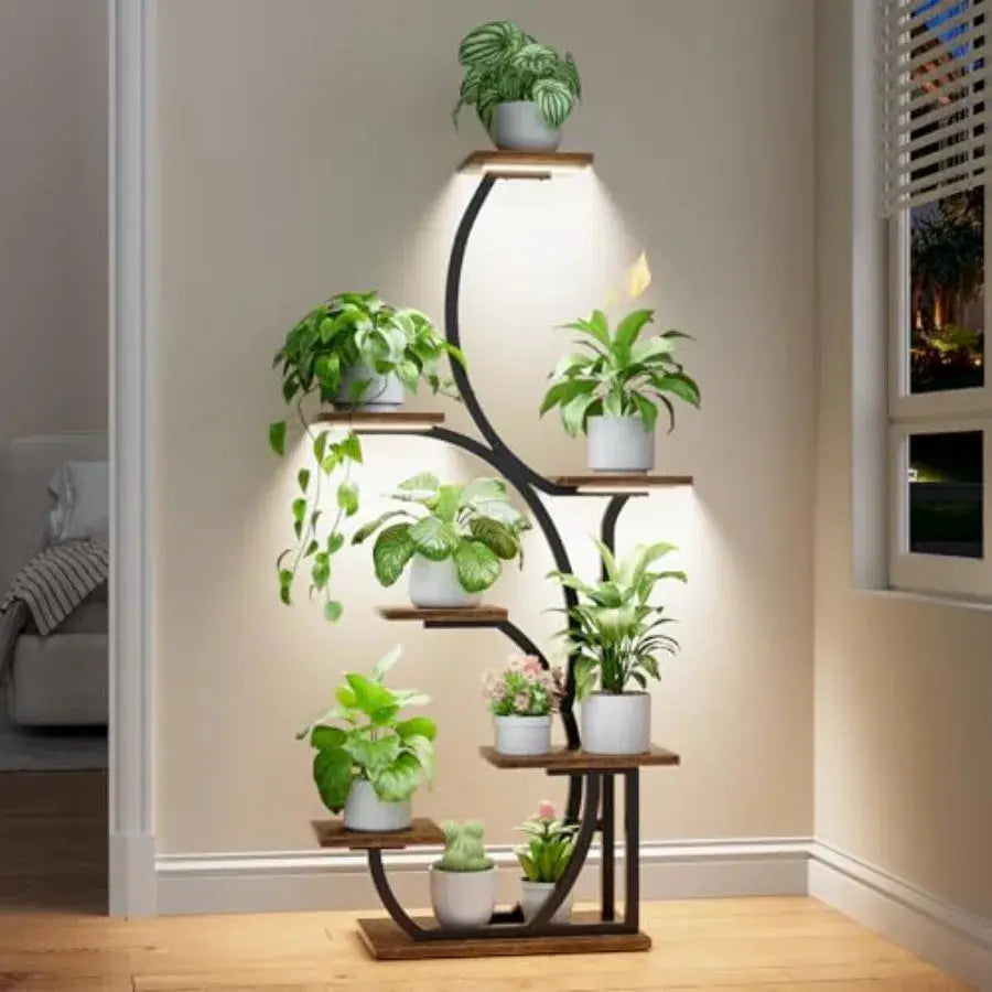 Plant Stand Indoor with Grow Lights - Lighted Indoor Plant Shelf, 57" 7 Tier Corner Plant Stands for Indoor Growing, Tall Flowe from PriceLows™
