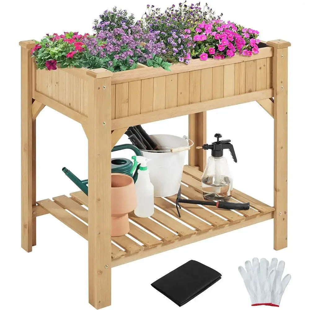 36 High x 25 Wide x 37 Long Elevated Garden Bed for 8 Herbs, Vegetables, and Plants - Outdoor Standing Planters with Grow Grid from PriceLows™