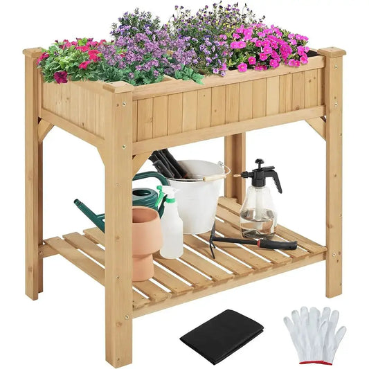 36 High x 25 Wide x 37 Long Elevated Garden Bed for 8 Herbs, Vegetables, and Plants - Outdoor Standing Planters with Grow Grid from PriceLows™