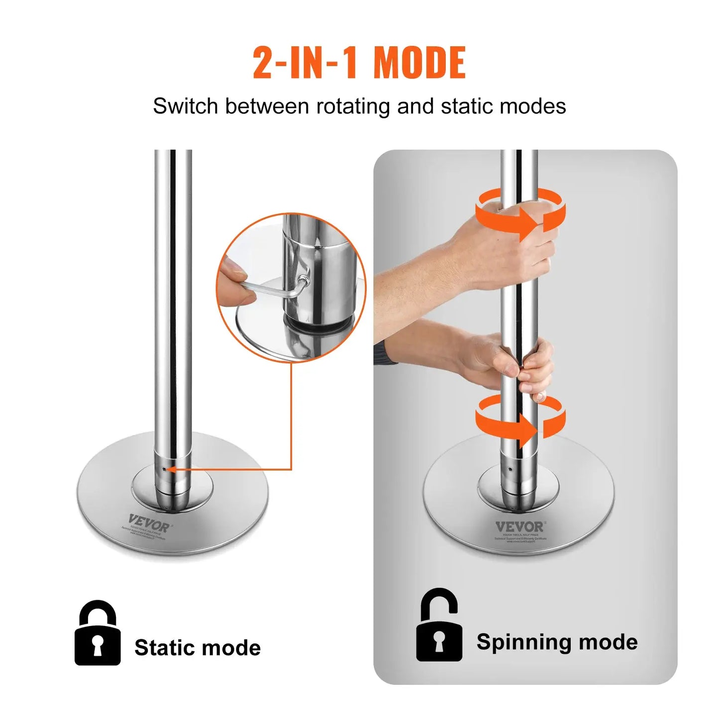 SucceBuy Professional Dancing Pole Spinning Static Dancing Pole Kit Portable Removable Pole 45mm Heavy-Duty Stainless Steel Pole from PriceLows™