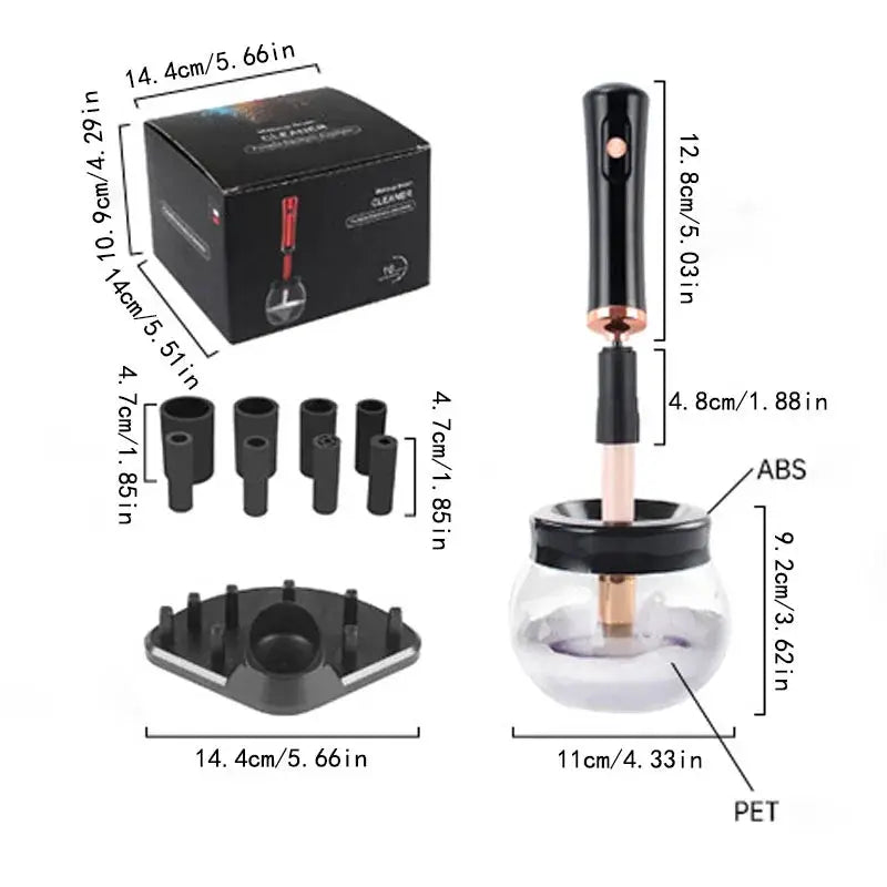 Electric Makeup Brush Cleaner | Automatic Rotary Design | 8 Size Collars