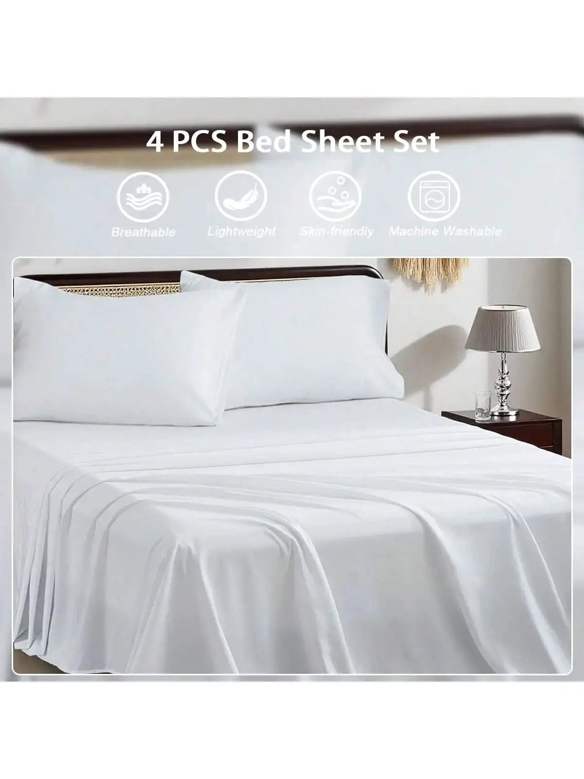3/4 Piece Bed Sheet Set Soft Breathable Hotel Luxury Summer bedding Twin Flat Fitted Sheet Pillowcase from PriceLows™