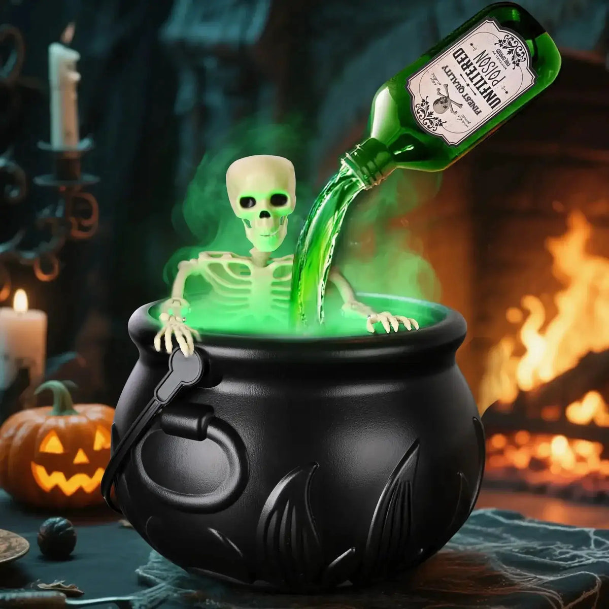 Halloween Cauldron Decor | LED Glow | Fog Mist | Plastic Construction
