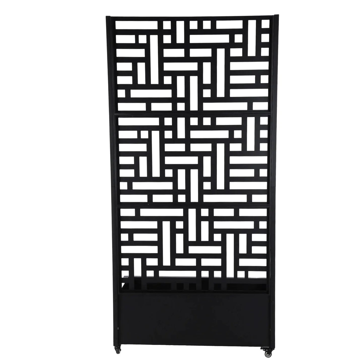 Outdoor Standing Flower Beds with Trellis and Wheels 70.87x35.43x15.75 Inch Metal Standing Planter Box for Climbing Plants Vine from PriceLows™