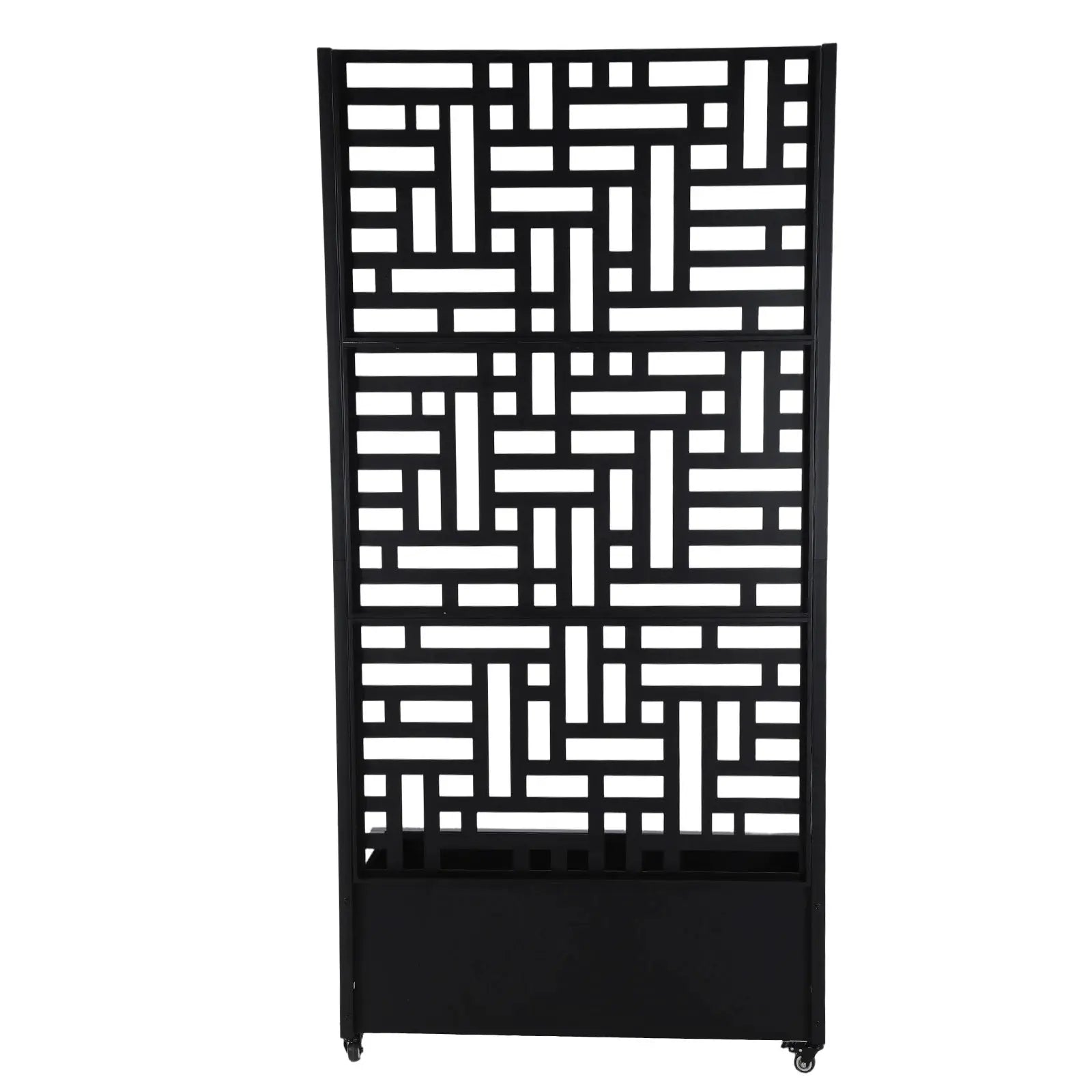 Outdoor Standing Flower Beds with Trellis and Wheels 70.87x35.43x15.75 Inch Metal Standing Planter Box for Climbing Plants Vine from PriceLows™